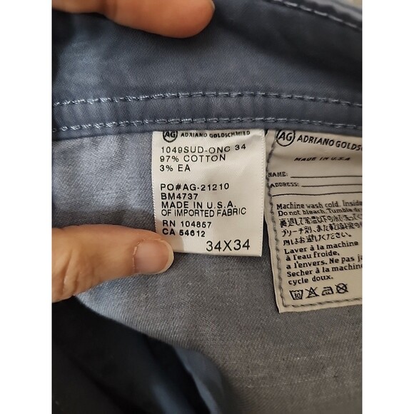 Adriano Goldschmied Protege Pants Mens 34x34 Blue Straight Leg Stretch - Picture 8 of 9